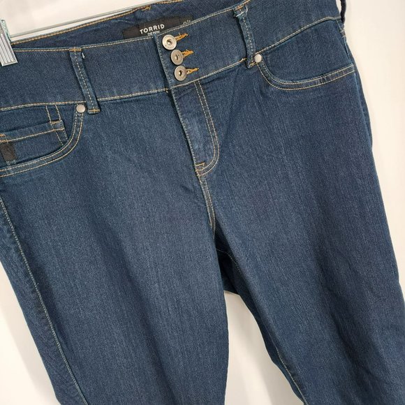 Torrid Skinny Cropped Jeggings 20 Dark Wash Cotton Stretch Denim Faux Pockets - Picture 5 of 10